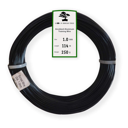 Anodized Aluminum 1.0mm Bonsai Training Wire 250g Large Roll (375 feet) - Choose Your Size and Color (1.0mm, Black)
