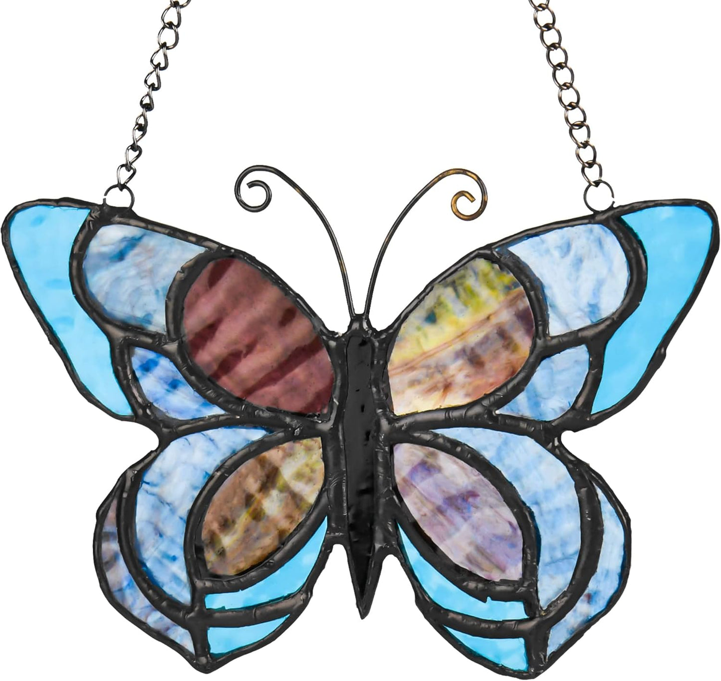 Blue Butterfly Suncatcher for Window Stained Glass Window Hanging Butterfly Gift for Mom, Women, Mother's Day