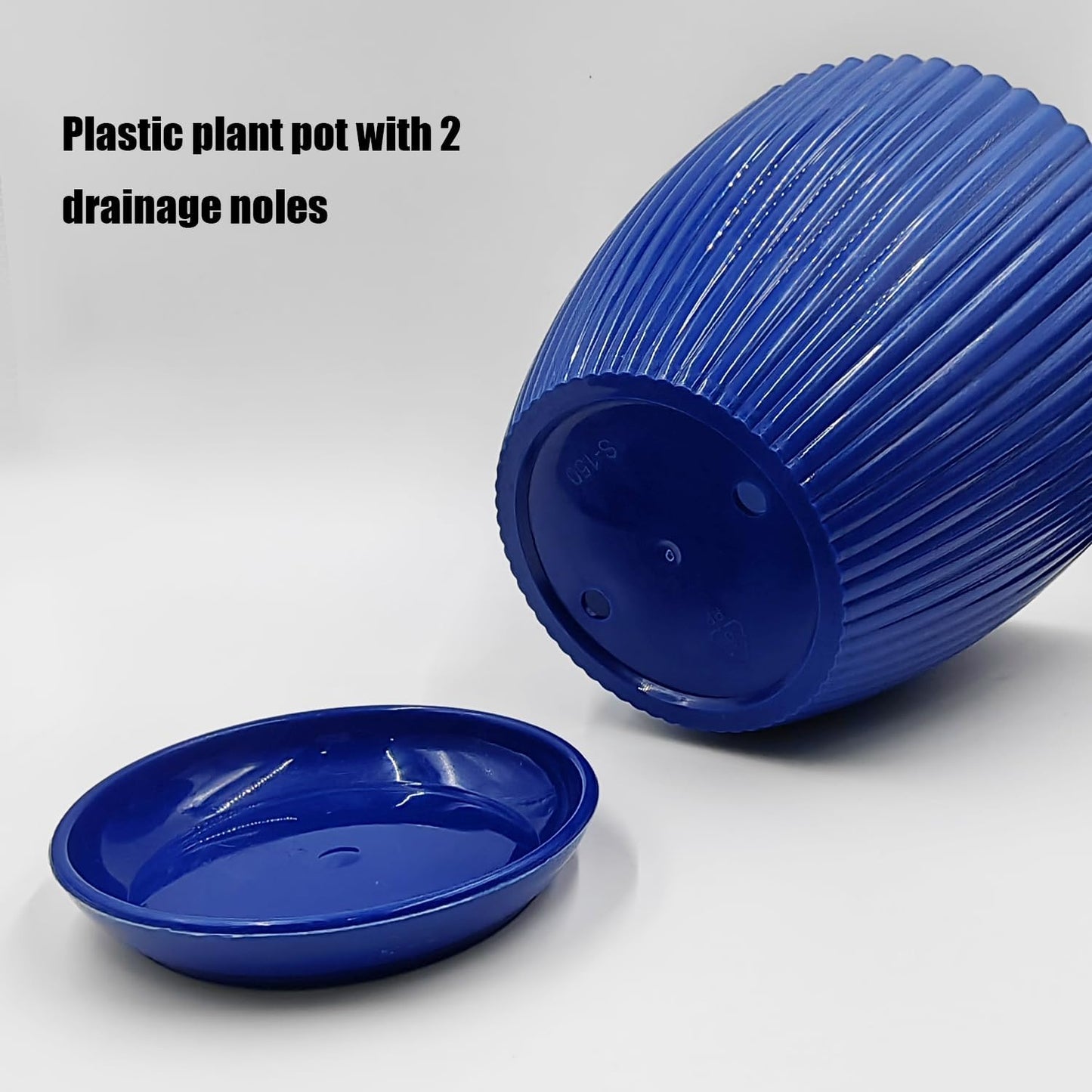 7.5/6.5/5.5/4.9/4.2/3.5 Inch Plant Pots with Saucers & Drain Holes - Indoor/Outdoor Flower Pots for Succulents, Herbs, Cactus - Modern Lightweight Durable Planter Set, Blue