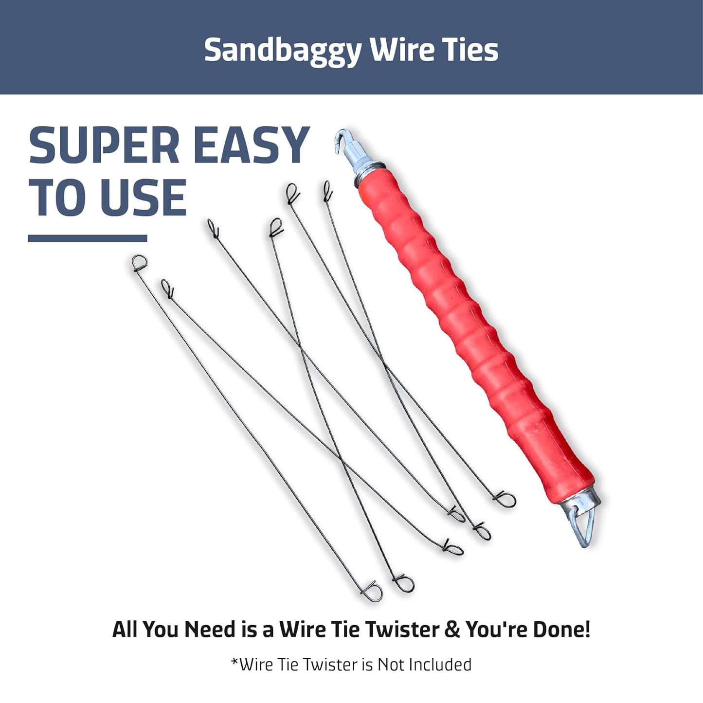 Sandbaggy Double Loop Rebar Wire Bar Ties | 16 Gauge | Made of Industrial Grade Wire | Great for Securing Rebar, Sandbags & More | Extra Long Length (12 Inch Length, Pack of 500)