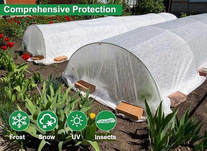 Plant Covers Freeze Protection 1.05 oz/yd² Thicker, 6.6 x 33 Ft Frost Cloth Plant Freeze Protection, Frost Blankets Covers for Outdoor Plants Winter Frost Protection, Garden Floating Row Covers