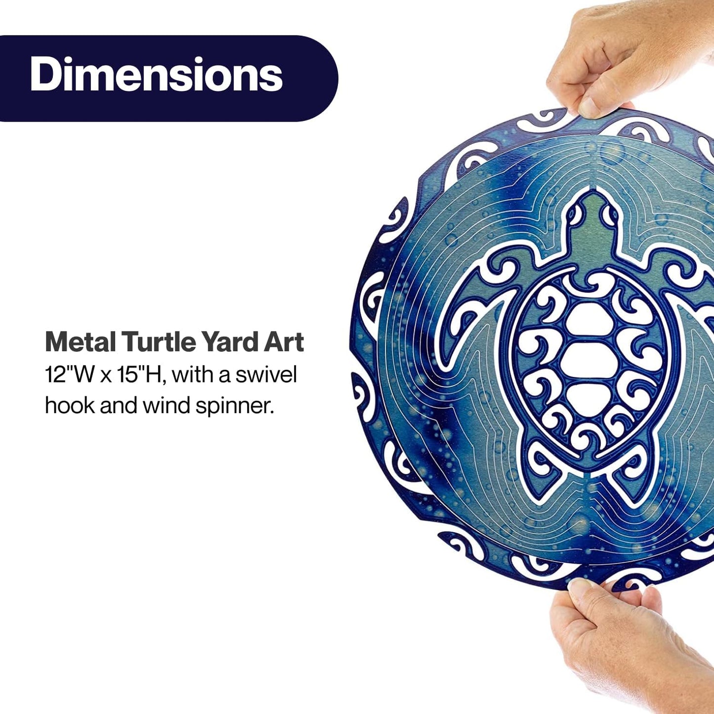 VP Home Tribal Turtle Kinetic Wind Spinners for Yard and Garden Wind Spinner Outdoor Metal Large Hanging Turtle Decor 3D Garden Art Wind Sculpture Spinners Kinetic Art Lawn Ornaments, 12x15 inches