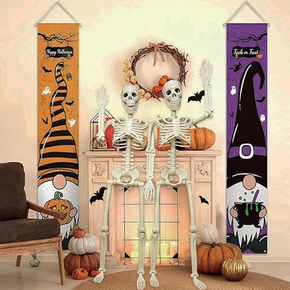 CAMIRUS 2PACK Plastic Posable Halloween Skeleton Decorations, 3FT Poseable Skeleton Full Body with Movable Joints for Halloween Indoor/Outdoor Haunted Houses, Lawn, Graveyard Decor