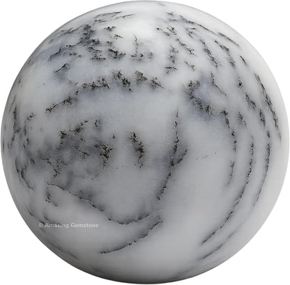 Amazing Gemstone Dendrite Opal Crystal Ball with Stand - 2 Inches Crystal Sphere Meditation Balls for Witchcraft and Decorative Balls
