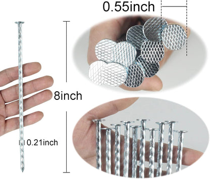 8 Inch Galvanized Spiral Landscape Spikes, Solid Metal Garden Stakes Edging Anchoring for Paver Edging, Weed Barrier, Artificial Turf, Garden Plants, Silver Bright Spikes (150)