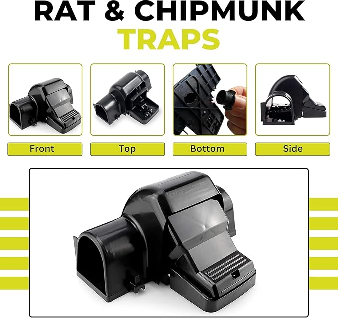 Rat Trap Set - Fast Kill Indoor & Outdoor Solution for Large Rats & Mice - Comes with 2 Gloves & User Manual for Easy Setup - Ultimate Choice