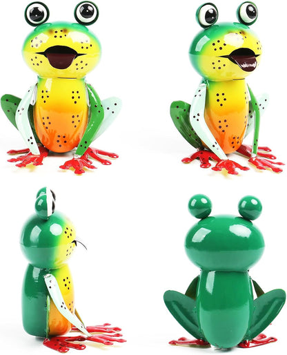 Metal Garden Decor Yard Art for Outside Set of 2 Cute Frogs Lawn Patio Ornaments Backyard Decorations Garden Gifts - (Yellow,Green)
