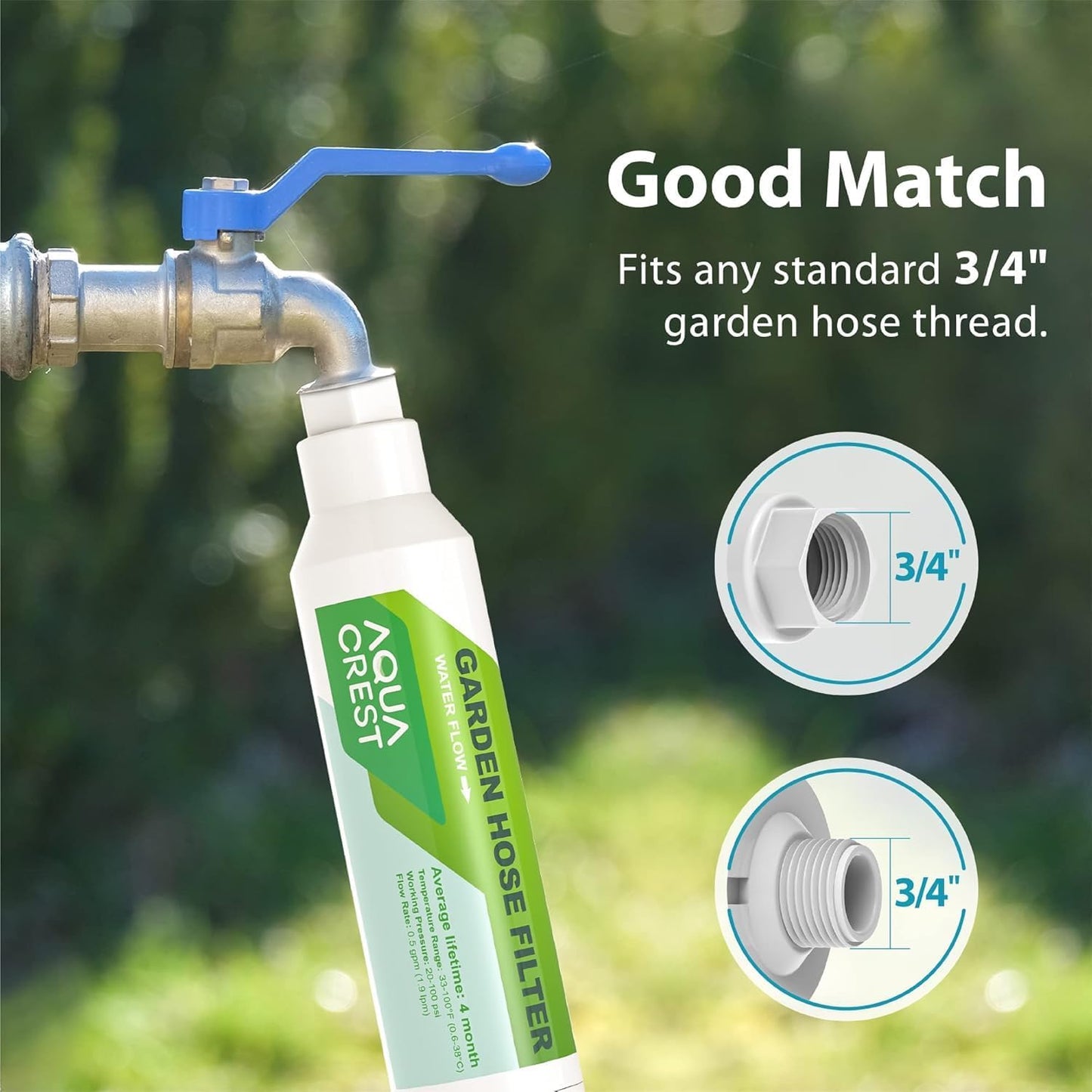 AQUACREST Garden Hose Water Filter for Plants, Greatly Reduces Chlorine, Odor, Improve Plants Health, Ideal for Organic Gardening, Farming and Pets, Pack of 2 (Package May Vary)
