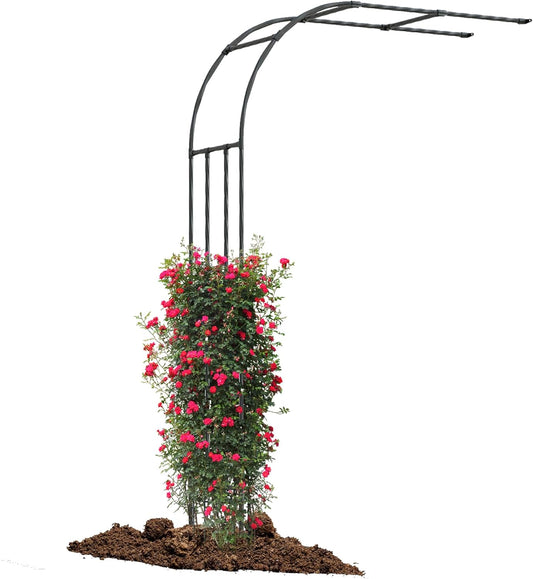 Twira Half Side Garden Arch Trellis, 7.9FT Metal Arbor Trellis for Climbing Plants Outdoor, Black Half Arch Wedding, Garden Archway Arbors and Trellises Decoration for Lawn, Patio, Backyard