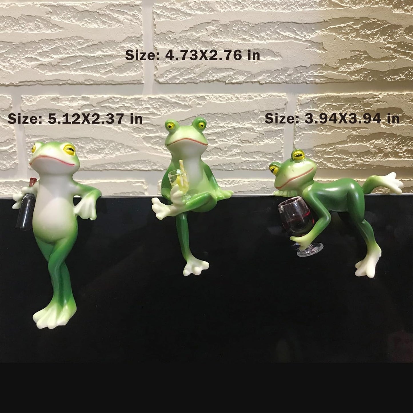 2 Pack Miniature Frog Figurines Decor Cute Resin Frog Statue Sculpture Garden Planter Pots Indoor Outdoor Patio Balcony Home Desk Lie and Sit