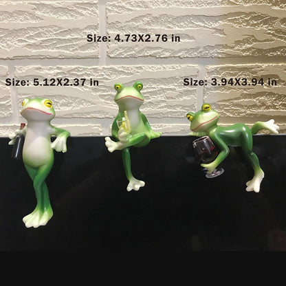 2 Pack Miniature Frog Figurines Decor Cute Resin Frog Statue Sculpture Garden Planter Pots Indoor Outdoor Patio Balcony Home Desk Lie and Sit