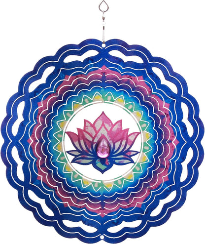 SPRING SONG Mandala Lotus Kinetic Wind Spinner for Yard and Garden Stainless Steel Spinner Indoor and Outdoor Hanging Decor Crafts Ornaments Kinetic Art Spinner Hanging Wind Spinners Decor Gifts