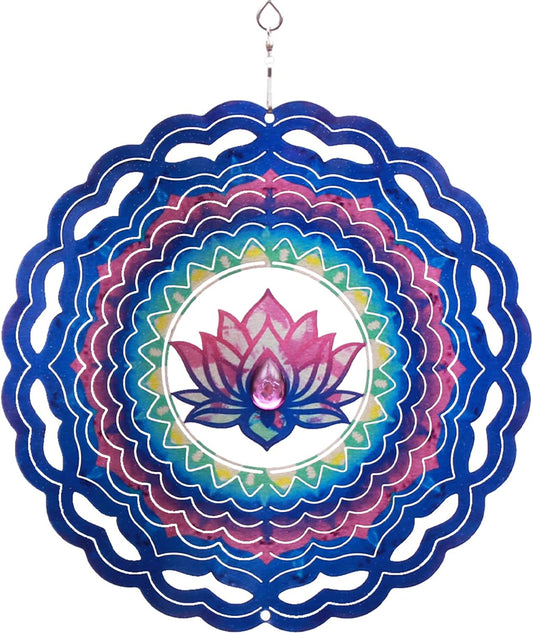 SPRING SONG Mandala Lotus Kinetic Wind Spinner for Yard and Garden Stainless Steel Spinner Indoor and Outdoor Hanging Decor Crafts Ornaments Kinetic Art Spinner Hanging Wind Spinners Decor Gifts