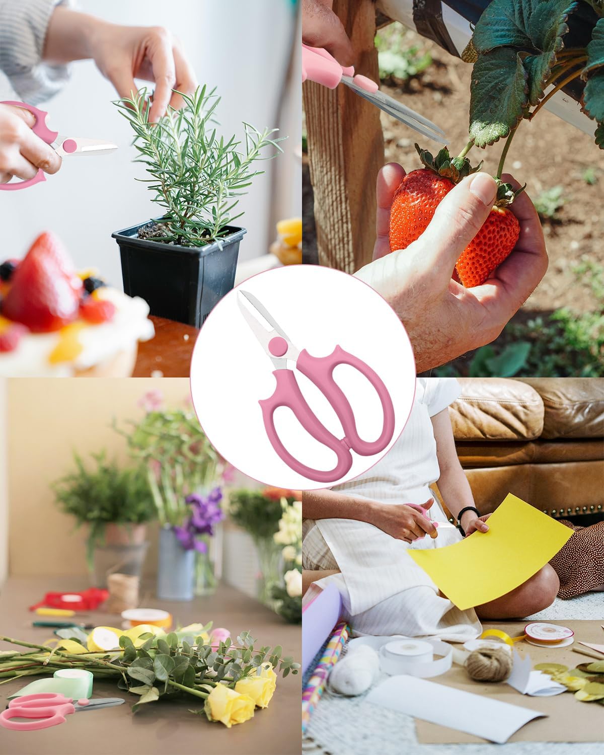 Pink Flower Scissors, Thickened Stainless Steel Floral Pruning Snips – Sharp Garden Clippers for Fresh Flowers, Flower Arrangement Supplies, DIY Floral Cutting Scissor (1 PCS Pink)