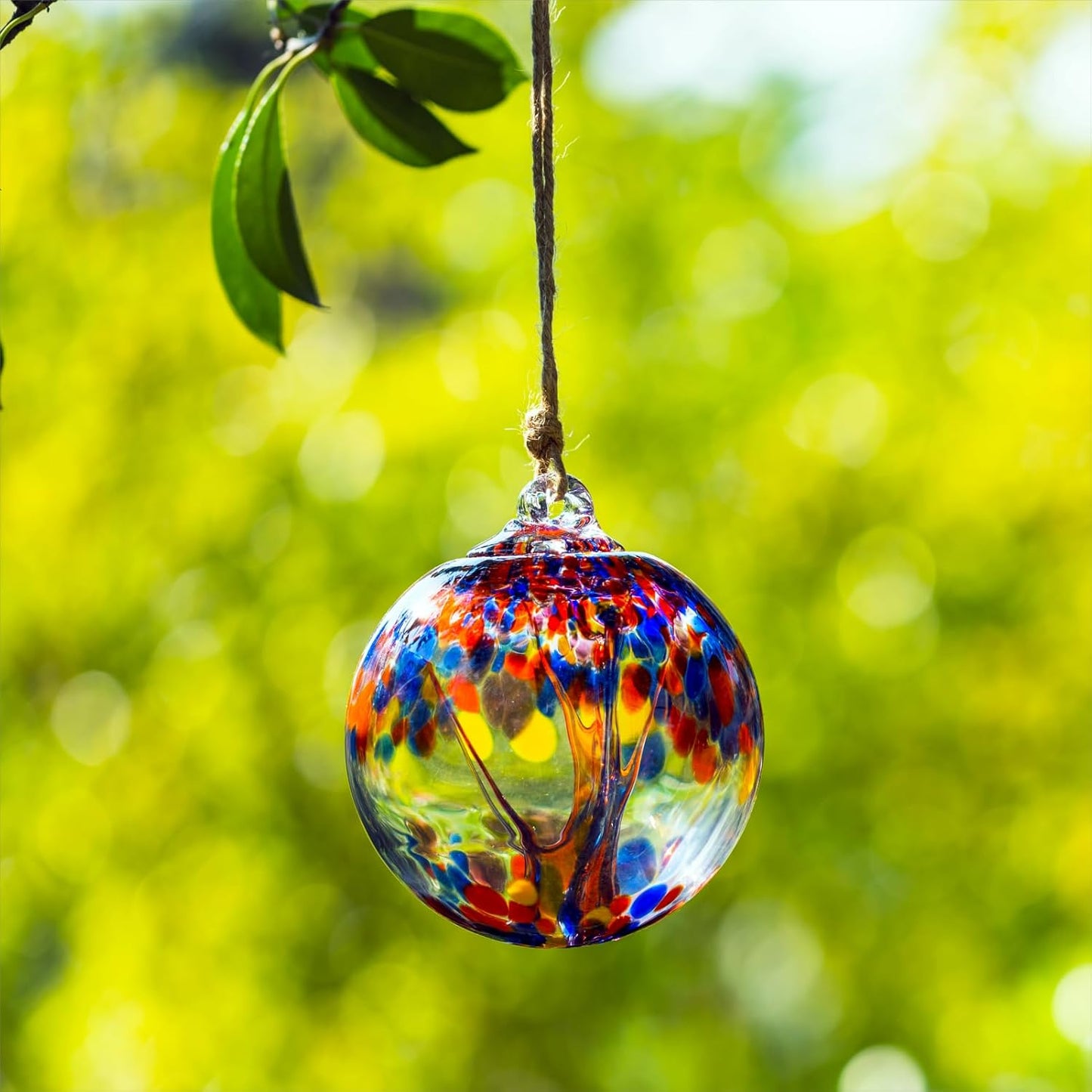 4” Tree of Life Witch Balls, Gazing Balls Hanging Friendship Balls, Hand-Blown Glass Christmas Ornament for Window Outdoor Home Decor, Garden Decoration, Gifts for Women (Muticolor)