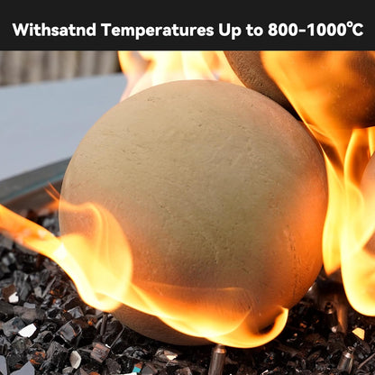 Skyflame 6" Ceramic Fireplace Balls, Beige Round Fire Stones Reusable Fire Pit Balls for Indoor and Outdoor Fire Pits or Fireplaces Accessory - Set of 4