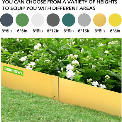 Landscape Edging Kit,6 PCS 40" L x 8" H Galvanized Bendable Metal Garden Edging for Lawn Yard, Coated Bendable Metal Strips, No-Dig Hammer-in Edging Border w/Clips,Champagne (8In, 20 FT)