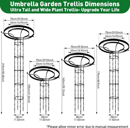 Mushroom Top Trellis for Climbing Plants Outdoor, 4.59FT Decorative Obelisk Plant Support with Rustproof PE-Coated Metal Poles, Rose Trellis for Clematis Ivy, Black