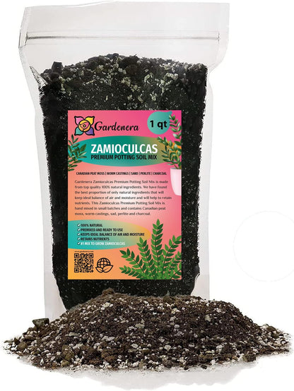 Gardenera Premium Zamioculcas Plant Potting Mix - Crafted for Resilient Growth and Striking Elegance - 1 Quart