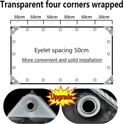 Clear Tarps with Grommets 14 Mil Clear PVC Tarp 400g/m² Thickened Tear Resistant, for Camping, Plants Greenhouse, Cars, Patio (8' X 10')
