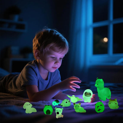 Luminous Mini Resin Figures to Hide, Tiny Resin Animals Variety Pack for Fairy Garden Accessories Outdoor, Glow in The Dark Miniature Figurines for Fish Tank Decorations 40 pcs