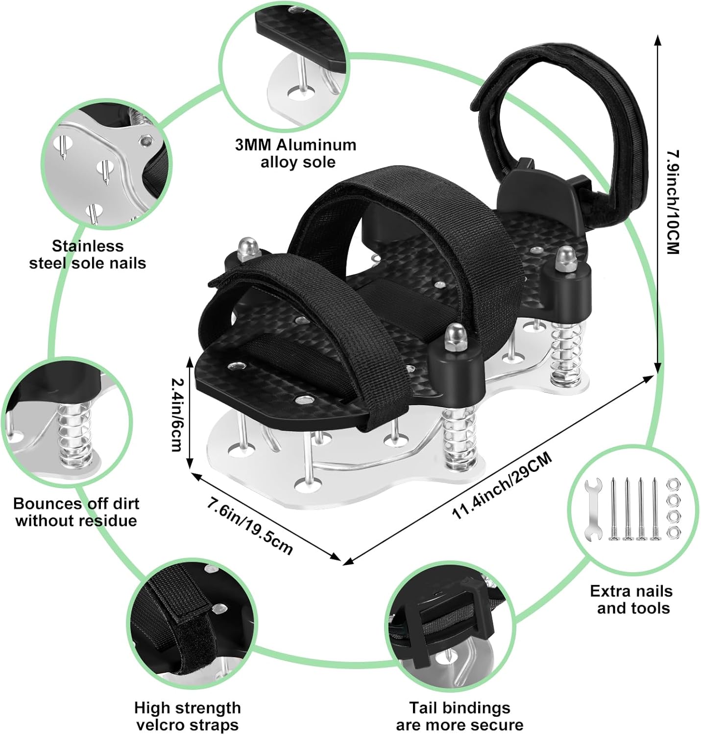 NAZZO Upgrade Lawn Aerator Shoes, Patented Double Layer Lawn Shoes, Aluminum Soleplate Spring-Loaded Design, No Dirt on The Shoes, Soil Yard Aerator Tool for Aerating Patio Garden, Black