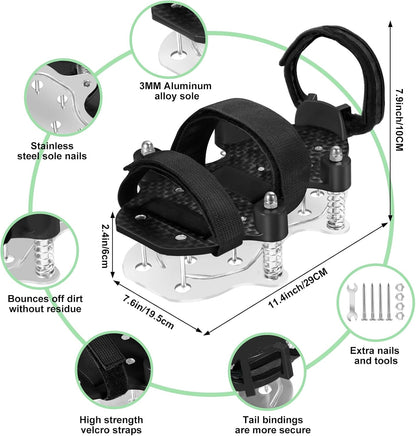 NAZZO Upgrade Lawn Aerator Shoes, Patented Double Layer Lawn Shoes, Aluminum Soleplate Spring-Loaded Design, No Dirt on The Shoes, Soil Yard Aerator Tool for Aerating Patio Garden, Black