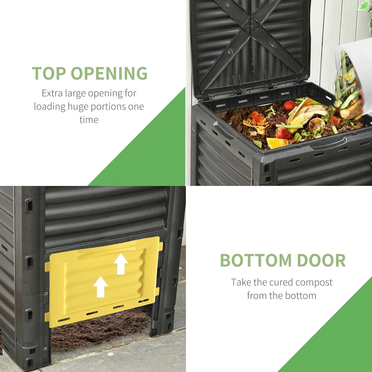 Planters,Garden Compost Bin 80 Gallon Outdoor Large Capacity Composter Fast Create Fertile Soil Aerating Box, Easy Assembly, Yellow