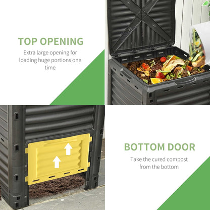 Planters,Garden Compost Bin 80 Gallon Outdoor Large Capacity Composter Fast Create Fertile Soil Aerating Box, Easy Assembly, Yellow