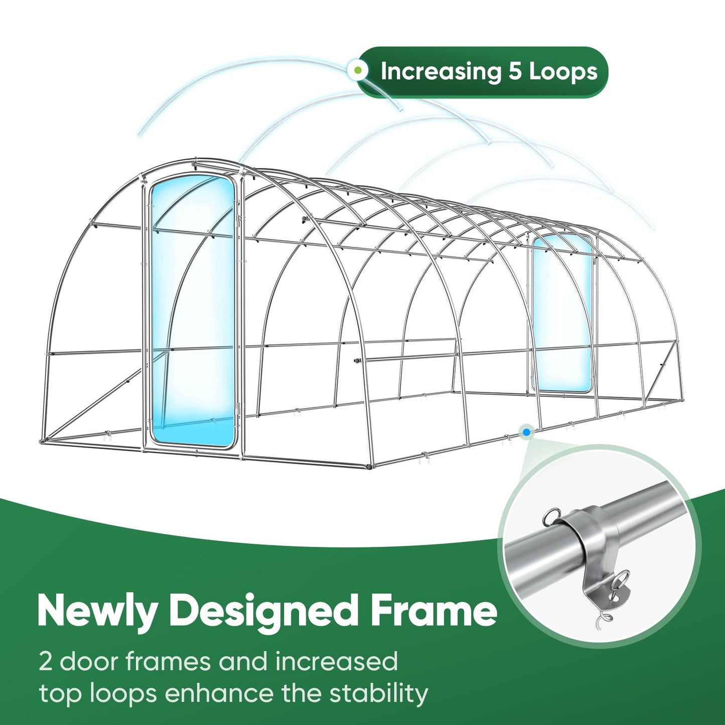 Quictent 25x10x6.6 FT Premium Greenhouse for Outdoors with 2 Door Frames