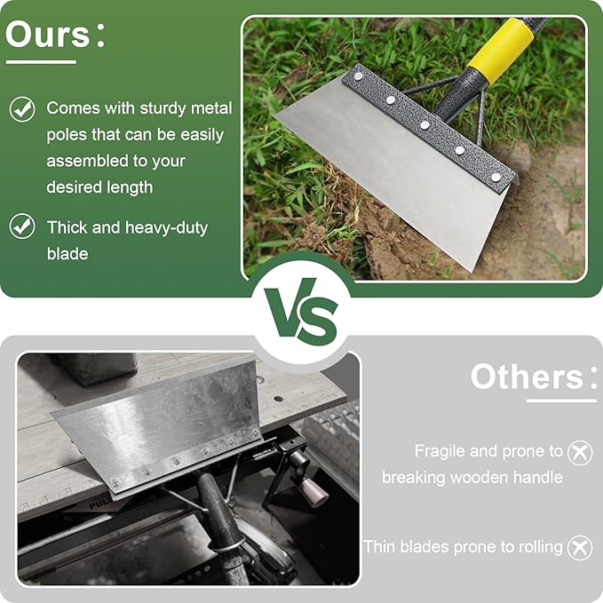 Garden Cleaning Shovel, Multifunctional Flat Shovel with 78 Inch Adjustable Length Ergonomic Handle, Gardening Scraper Shovel for Weeding, Ice Remove, Scraping…