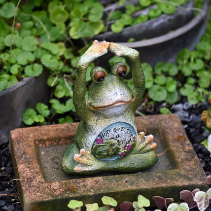 OwMell Frog Statue for Garden, Green Frog Figurine for Outdoor Decor Yard and Garden Decoration Resin Sculpture 6 Inches - Yoga