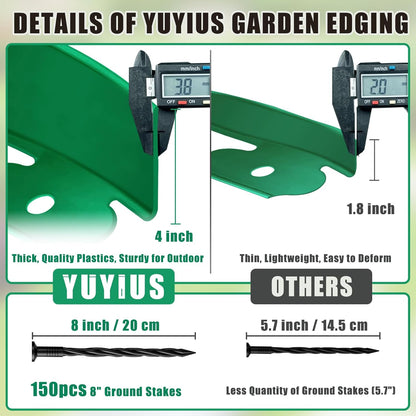Landscape Edging Border - 4” x 100’ Tall Edging for Landscaping with 60 Stakes, 0.15" Thick No Dig Lawn Edging for Garden Border, Flexible Flower Bed Edging Borders for Yard, Terrace Board