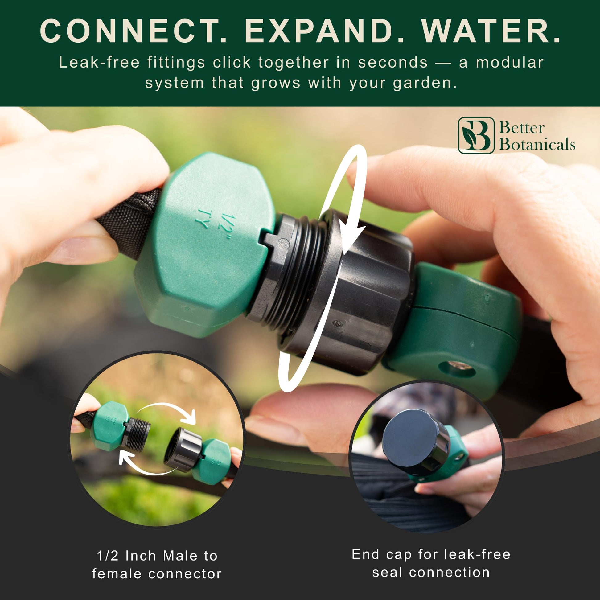 Better Botanicals 100 FT Flat Soaker Hose (2 x 50 FT) – Drip Irrigation for Garden Beds, Raised