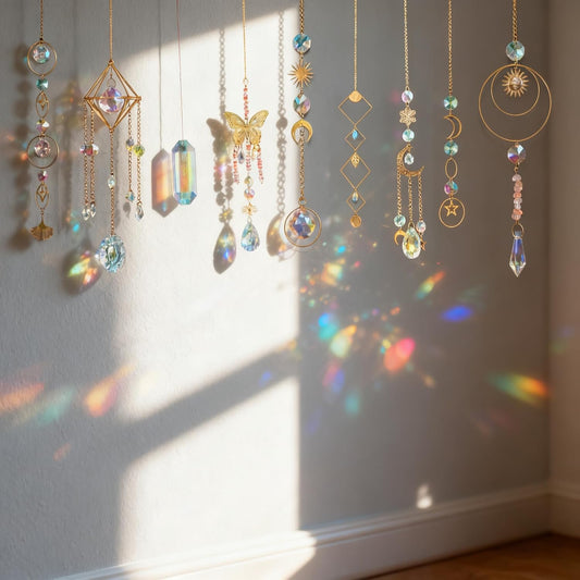 DIY Crystal Suncatcher Kit with Wind Chime/2pcs Large Prism,Dream Catchers Arts and Crafts Kits for