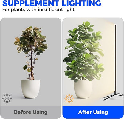 Barrina Grow Lights for Indoor Plants with Stand, 42W 169 LEDs Full Spectrum Wide Illumination Area, T10 Vertical Standing Plant Grow Light, 4FT Height with On/Off Switch and Tripod Floor Stand