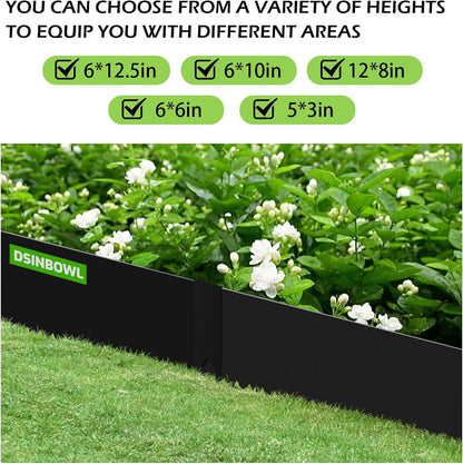 12Pack Landscape Edging Kit, 40" L x 8" H (40ft Total) Galvanized Steel Landscape Lawn Edging Powder for Lawn Yard, Coated Bendable Metal Strips, No-Dig Hammer-in Edging Border w/13Clips