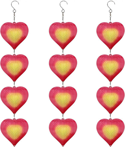DJUAN Heart Wind Spinners Outdoor Garden Decor,Mini Yard Lawn Ornaments Metal Wind Spinner with 360 Degree Swivel Hook, Christmas,Luau Party,Tropical Party Decorations,Gifts for Mom,Women