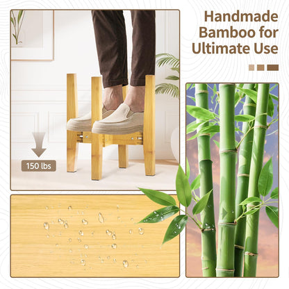 LASZOLA Bamboo Adjustable Plant Stand for Single Large Indoor Planters, Heavy Duty Floor Fern Holder Fits 8 to 12 Inch Pots, Mid Century Elevated Big Stool for Flower– Pot Not Included, Walnut, 1 Pack