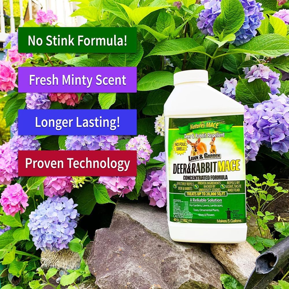 Nature’s MACE Deer & Rabbit Mace, Deer Repellent for Plants, 40 oz Combo Kit, Peppermint Spray, Keeps Deer Off Your Garden, Repel from Home, Safe to Use Around Children, Pets, Plants & Produce