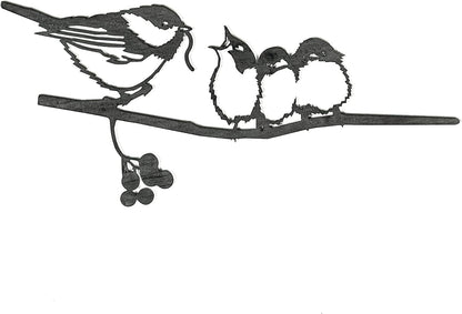 METALBIRD - Chickadee & Chicks - Outdoor Tree Ornaments in Corten Steel - Metal Art Proudly Made in The USA