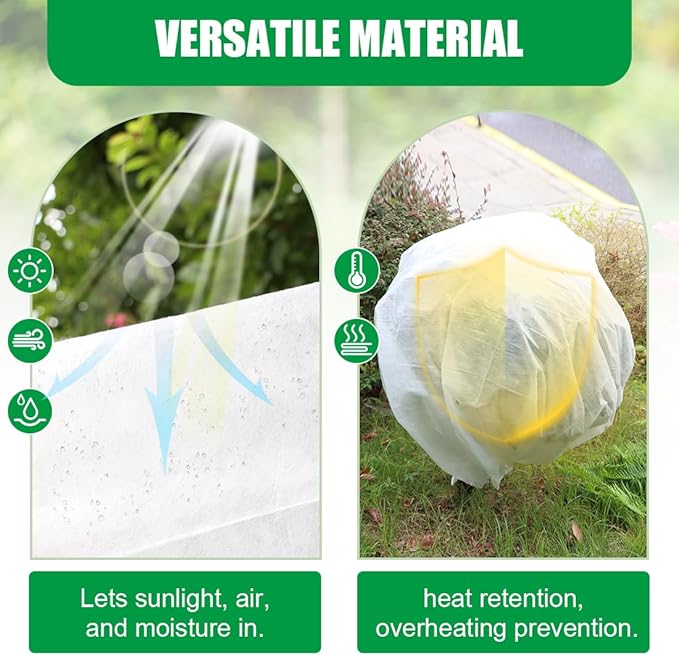 Frost Covers Protection for Outdoor Plants 10Ft x 50Ft, Plant Blankets Freeze Cloths for Spring, Horticultural Fleece for Trees/Raised Beds/Vegetables/Shrubs (1.2 oz/yd², White)