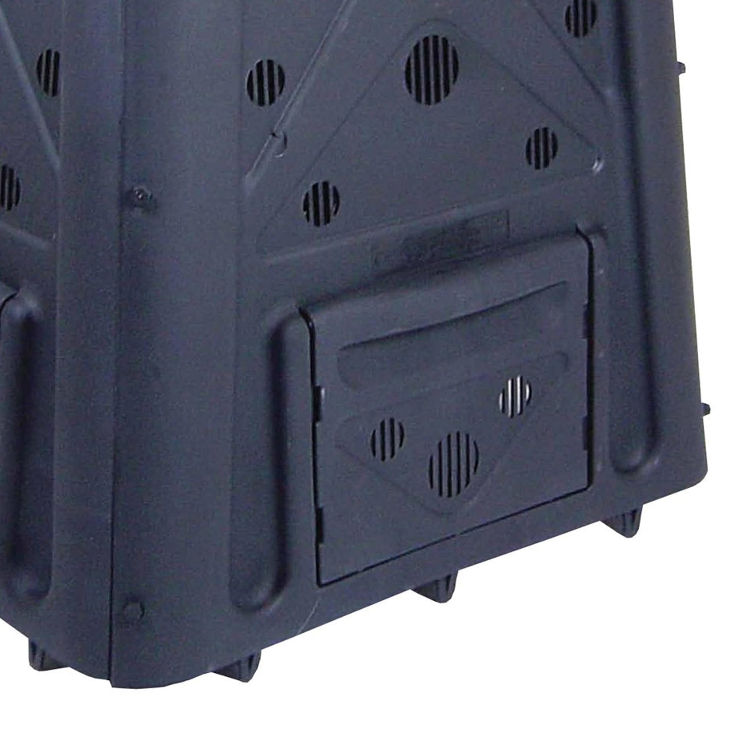Redmon Outdoor Compost Bin with Lift Off Lid, 4-Door Access & Vent Holes, 65 Gallon, Black