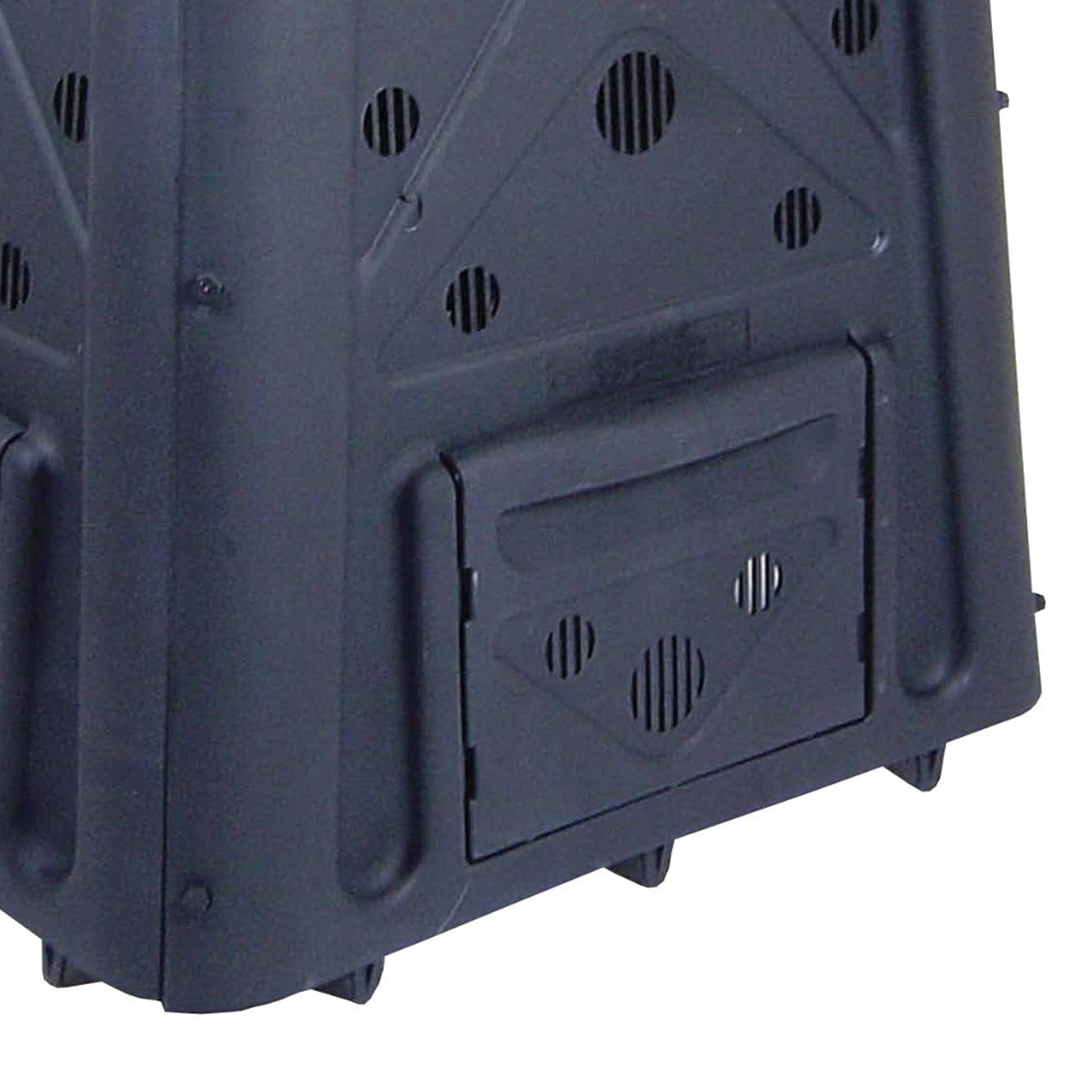 Redmon Outdoor Compost Bin with Lift Off Lid, 4-Door Access & Vent Holes, 65 Gallon, Black