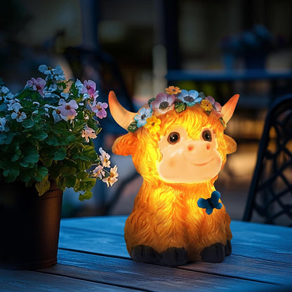 Solar Garden Decor Outdoor Statues Cow - Lawn Decor Statue for Patio, Balcony, Yard Ornament - Unique Gifts for Housewarming, Birthday, Christmas