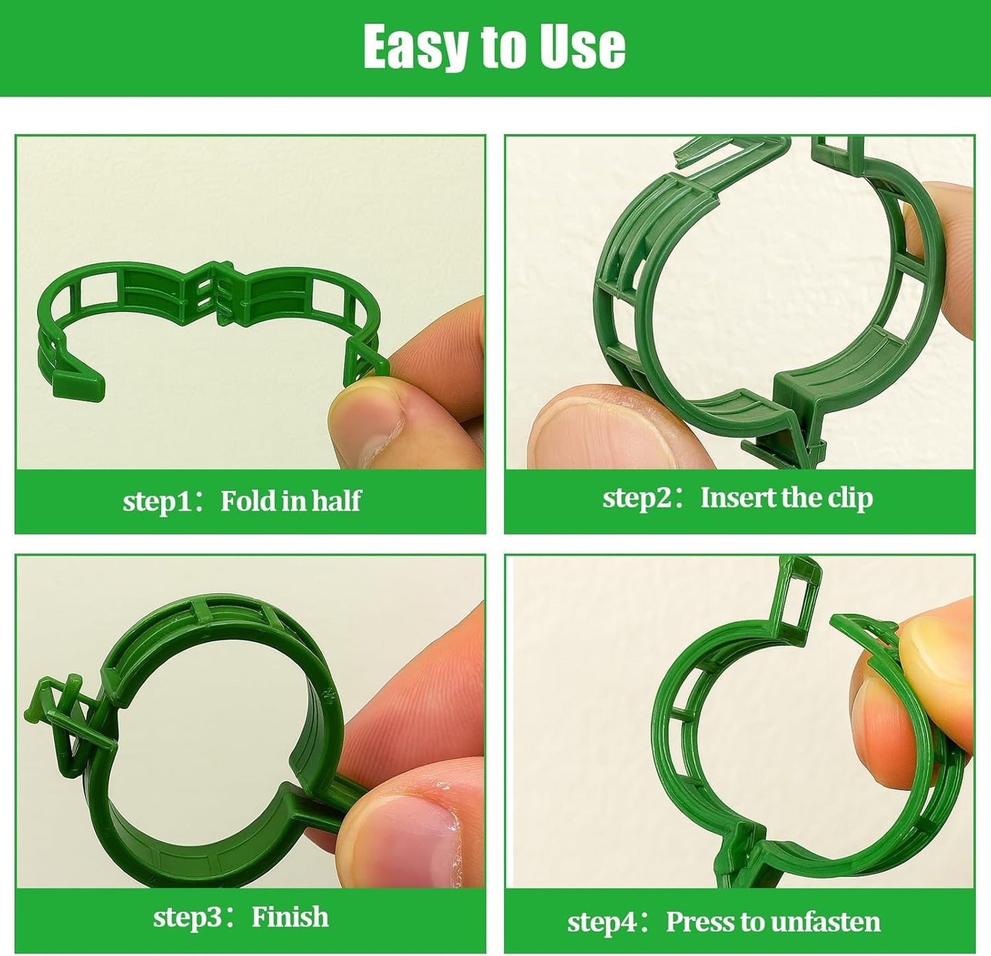 300 PCS Green Plant Fixing Clips,Plant Support Clips, Tomato Clips, Plastic Trellis Clips,Garden Clip for Fixing Stem and Vine