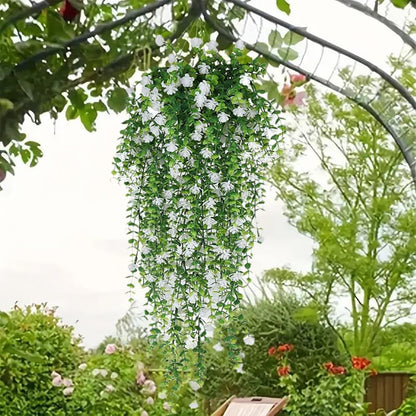 WEISPARK Artificial Hanging Flowers, 9pcs Fake Eucalyptus Vine Faux Flower Greenery Garland Plastic Plants for Indoor Outdoor Wall Garden Wedding Home Party Decor