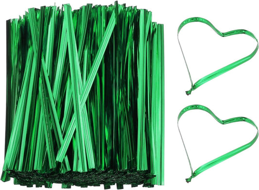 PATIKIL Bag Twist Ties 4 Inch, 800 Pcs Metallic Bread Ties for Treat Plastic Bags Gift Wrapping Candy Coffee Bag Plant Party Cake Favor, Green