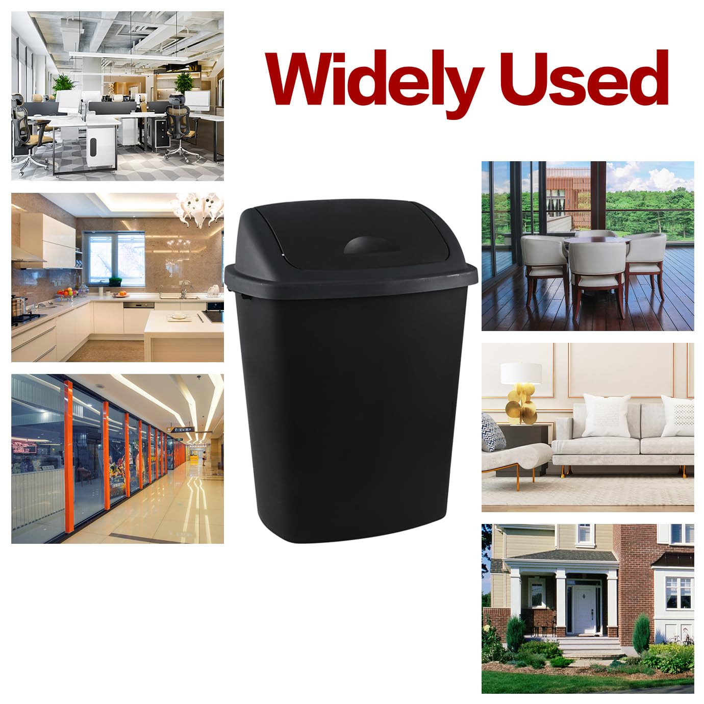 4 Pack 70 liters Large Outdoor Trash Can, Black Recycling Bin with Swing Lid
