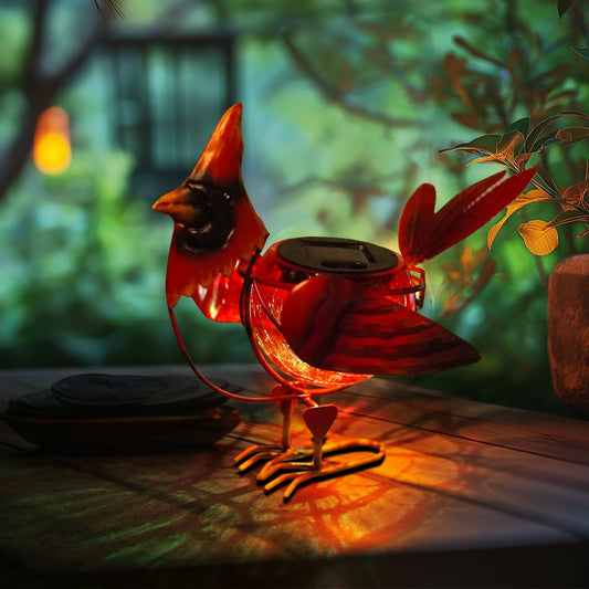 HONGLAND Solar Cardinal Statue Light, Animal LED Lights Outdoor, Solar Power Figurine Waterproof